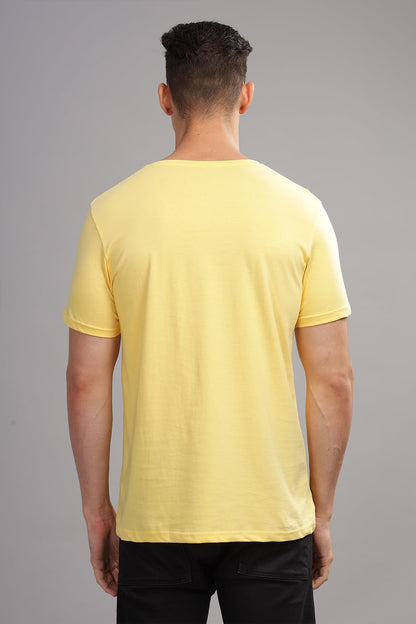ADRO Mens Solid Regular Fit T-Shirt (RN24-FRL-LY_Light Yellow