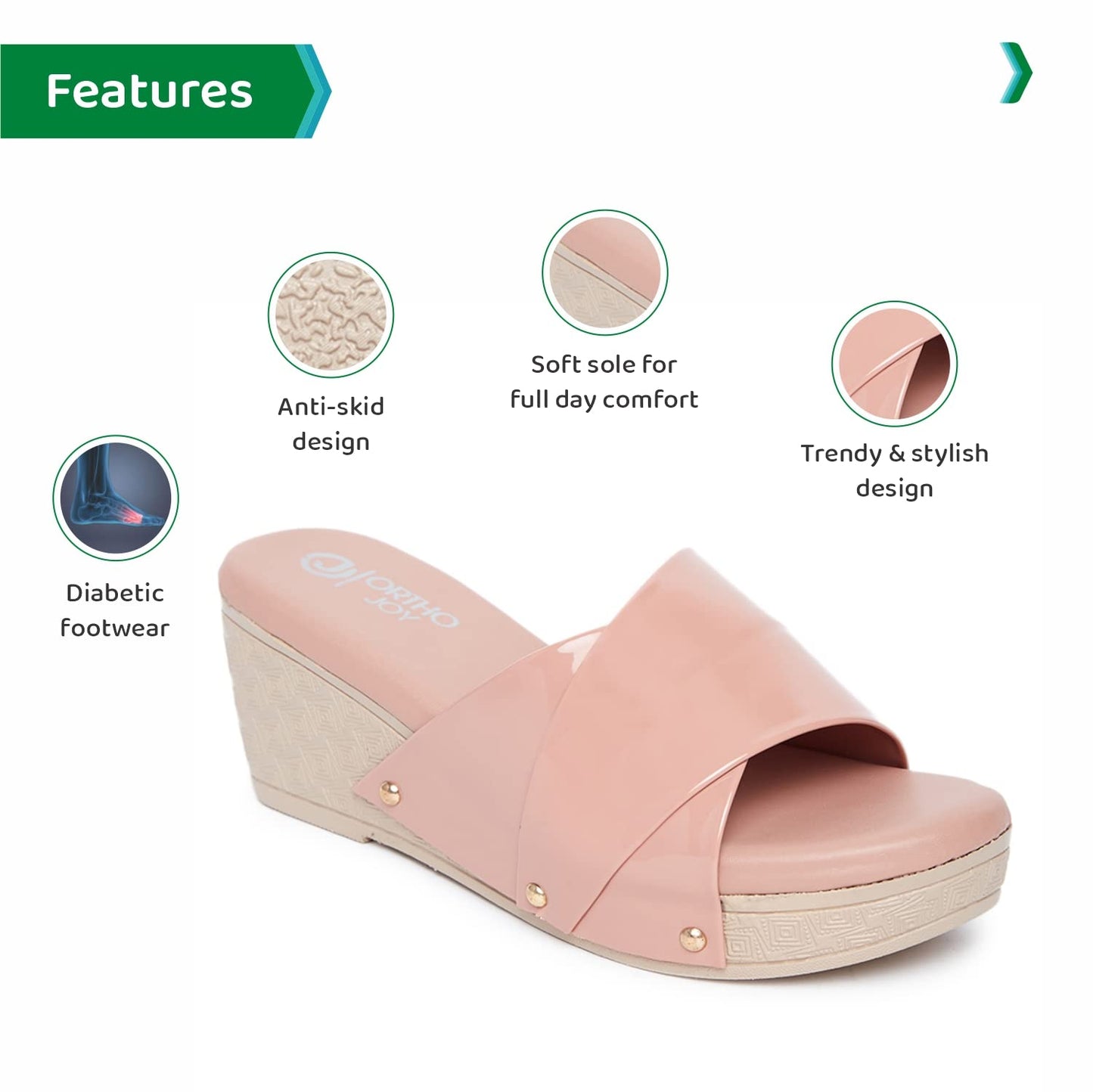 Ortho Joy Fancy Doctor Slippers | Soft Chappal For Women | Comfortable Wedges Sandals For Women Stylish