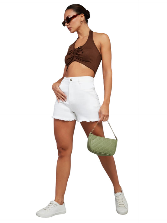 Dolce Crudo Quidditch Quest Frayed Shorts White