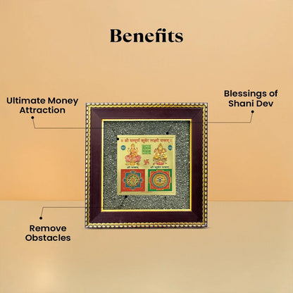 Astrotalk Lakshmi Kuber Yantra on Raw Pyrite Frame | Pyrite Attracts Money, Yantra Brings Wealth | Invoke Laxmi & Kuber for Blessings & Stability | Vastu items for Home & Office | 19x19x1 cm | 1 Piece