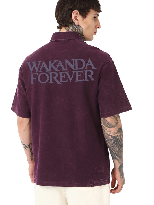 Bewakoof Heavy Duty 1.0 Official Marvel Merchandise Black Panther Mens Typography Oversized Fit Half Sleeve Polo Cotton T Shirt