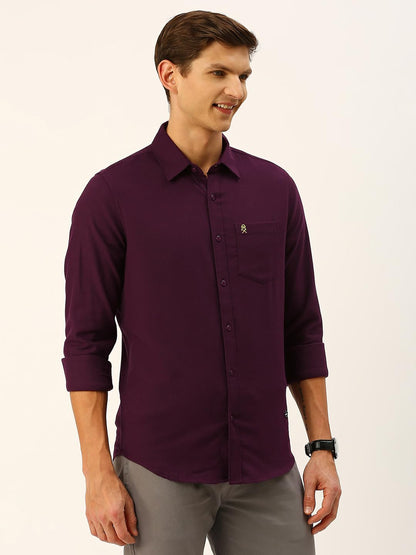 Thomas Scott Mens Classic Slim Fit Flannel Casual Shirt Wine
