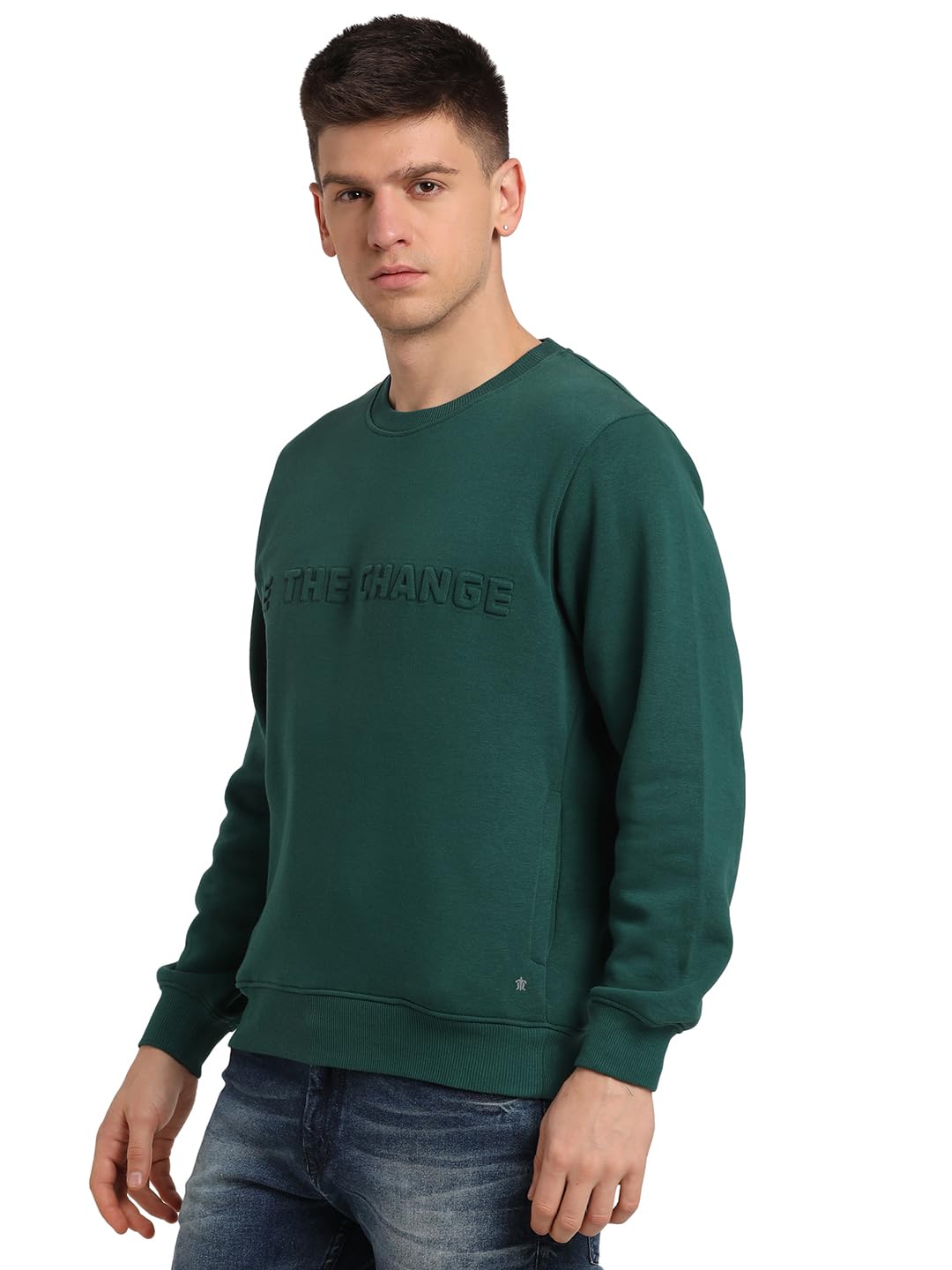 Turtle Men Knitted Slim Fit Full Sleeve Green Sweatshirt