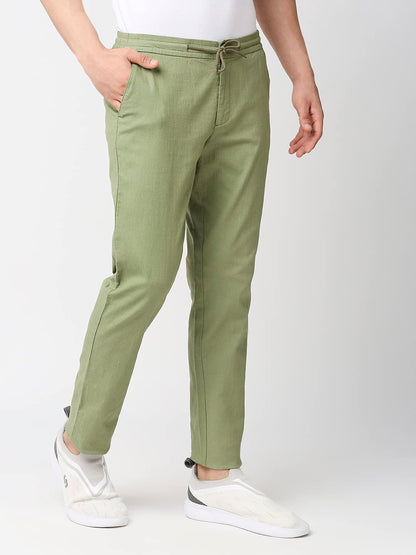 Thomas Scott Mens | Comfort | Slim Fit | Mid-Rise | Drawstring Closure | Solid | 4 Pockets | Woven | Chinos | Trouser (CCBT07_G