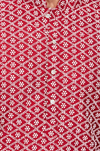 Be Active Cotton MenS Embroidered Lucknowi Red Kurta Set || Men Kurta Pajama || Men Kurta Pajama Set || Kurta Pajama For Men (R