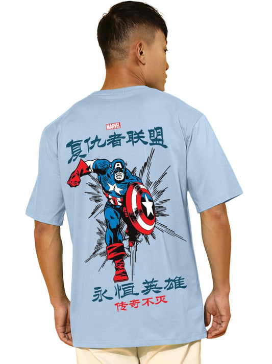 Veirdo Mens Cotton Oversized Loose Fit Official Marvel Merchandise Marvelous Graphic Printed Drop Shoulder T-Shirt