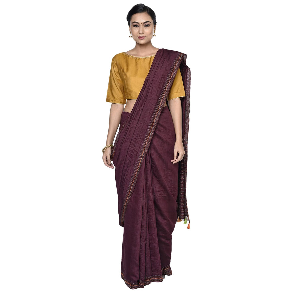 Fabindia WomenS Viscose Silk Blouse Mustard