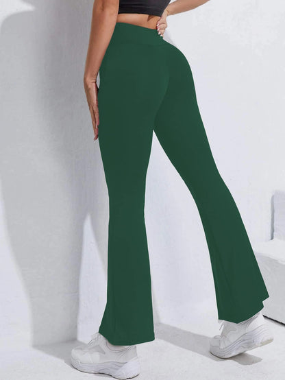 Shasmi Bottle Green Womens Yoga Dress Pants Stretchy Work Slacks Business Casual Sport Office Bootcut Leg Elastic Waist Regular