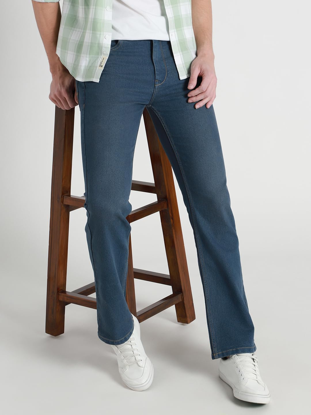 Dennis Lingo Mens | Mid Blue | Washed | Mid Rise | Boot Cut | Jeans