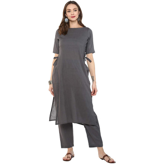 idaLia Women's Cotton Blend Flared Regular Kurti
