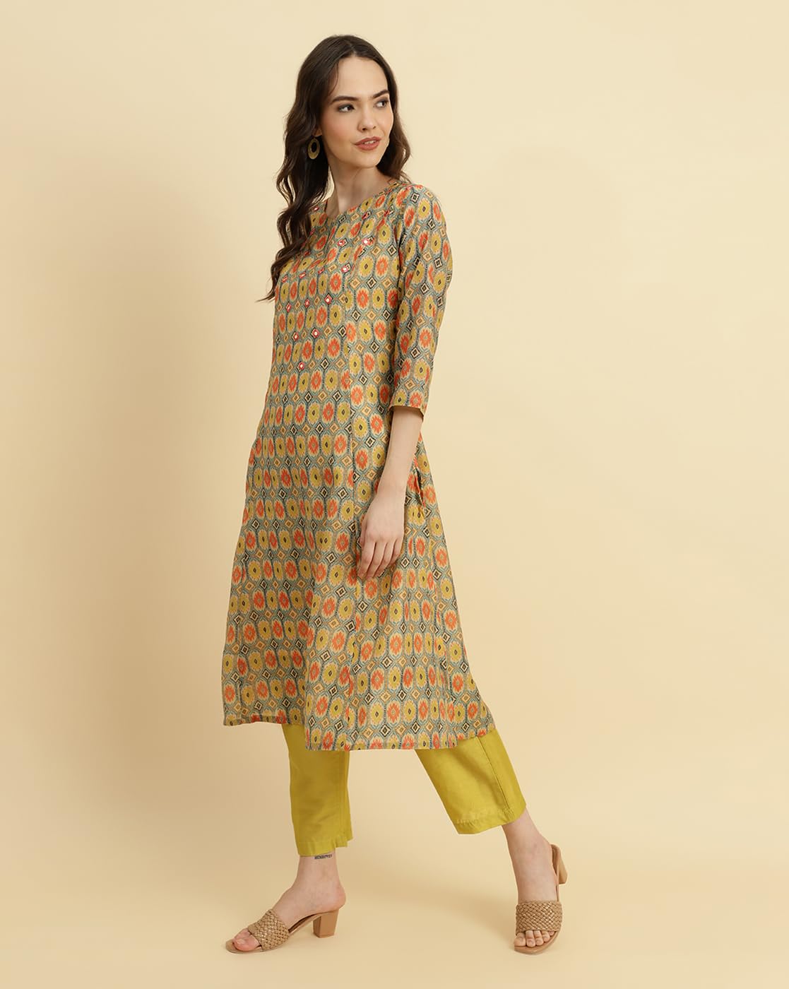 VARANGA Women's Silk Blend Kurta Set (NV_VSKD2167_VBOT1930_VNDUP300_Light Green