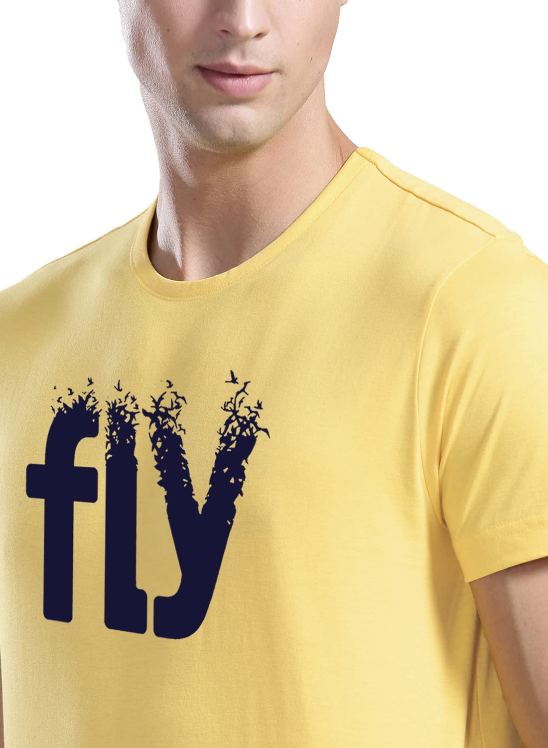 ADRO Men's Printed Cotton T-Shirt | Regular Fit | Round Neck | RNR-M-FLY-LY