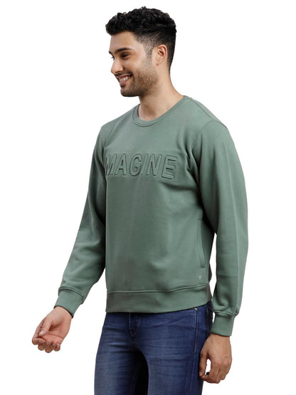 Turtle Men Knitted Slim Fit Full Sleeve Spanish Green Sweatshirt