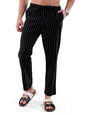 The Indian Garage Co Men Regular Fit Striped Mid-Rise Elasticated Trousers Black