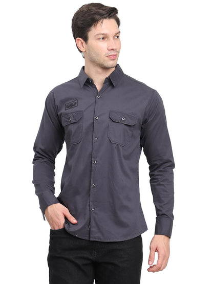 Shasmi Mens Double Pocket Cotton Shirt | Formal | Office Wear | Plain | Full Sleeve - Slim Fit Shirt for Men | Shirt for Men |