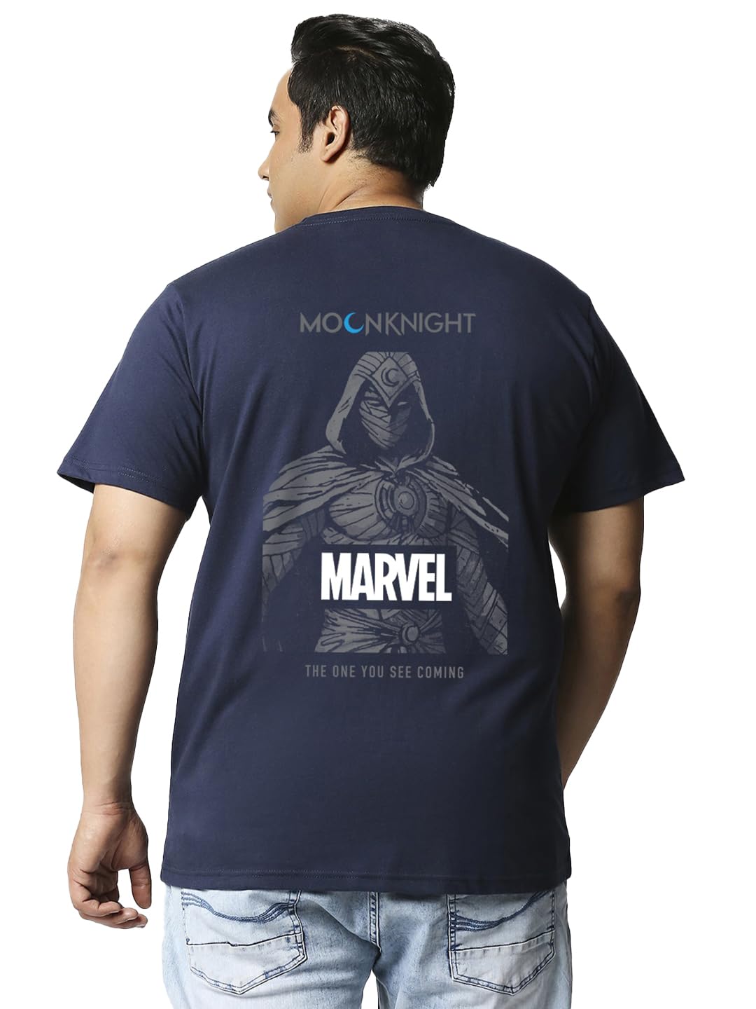 Bewakoof Official Marvel Merchandise MenS Graphic Printed Regular Fit Plus Size T-Shirt_625670_Blue_4Xl