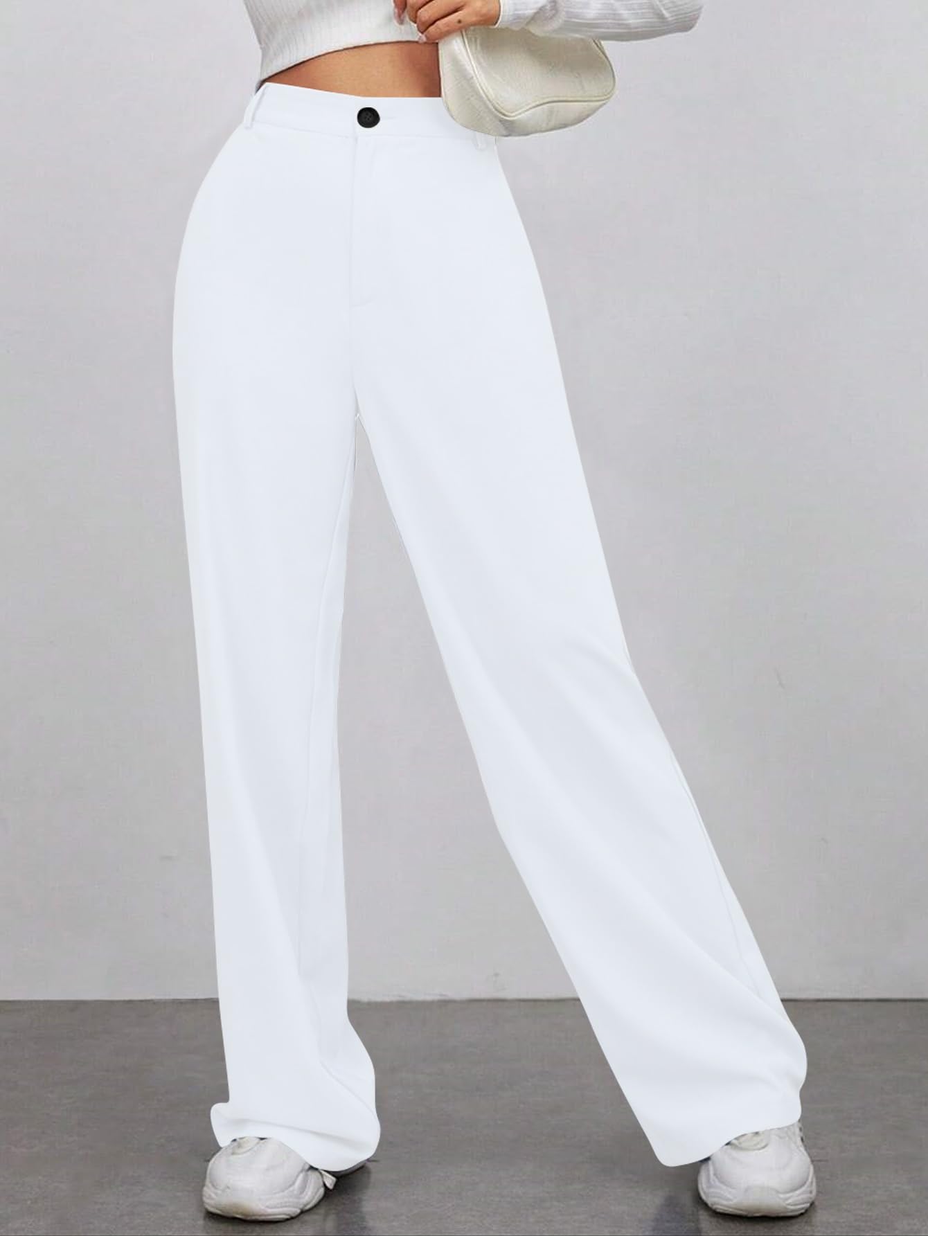 Toochki Trousers for Women | Womens High-Waisted Pant | Trouser | Korean Style | White