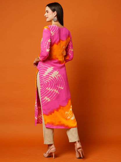 GoSriKi Women's Printed Georgette Straight Chikankari Embroidered Kurta