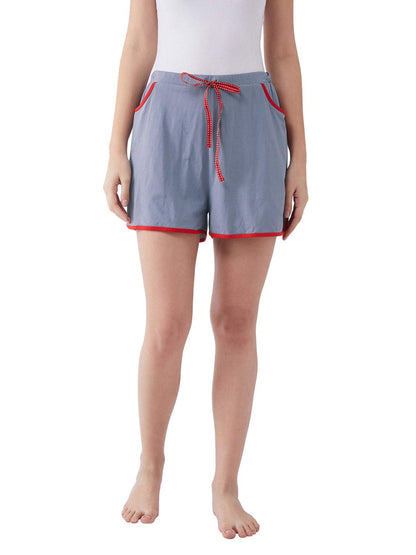 Miss Chase WomenS Comfortable Gray Solid Cotton Regular Length Sleep And Loungewear Shorts With Pockets (Mcaw20Nw03-07-17_Gray_