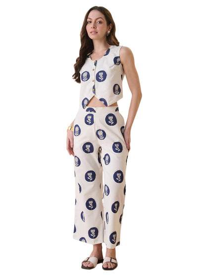 Stylum Womens Cotton Flex Botanical Printed Kurti Pant Set
