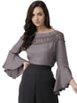 Style Quotient Women Solid Grey Viscose Rayon Smart Casual top