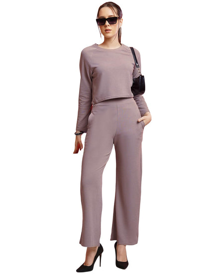Selvia Womens Co-ords Set|Lycra Crop Top & Trouser Set|Casual Co-ords Set for Women|Two Piece Co-ord Set|Crop Top & Bottom Set(
