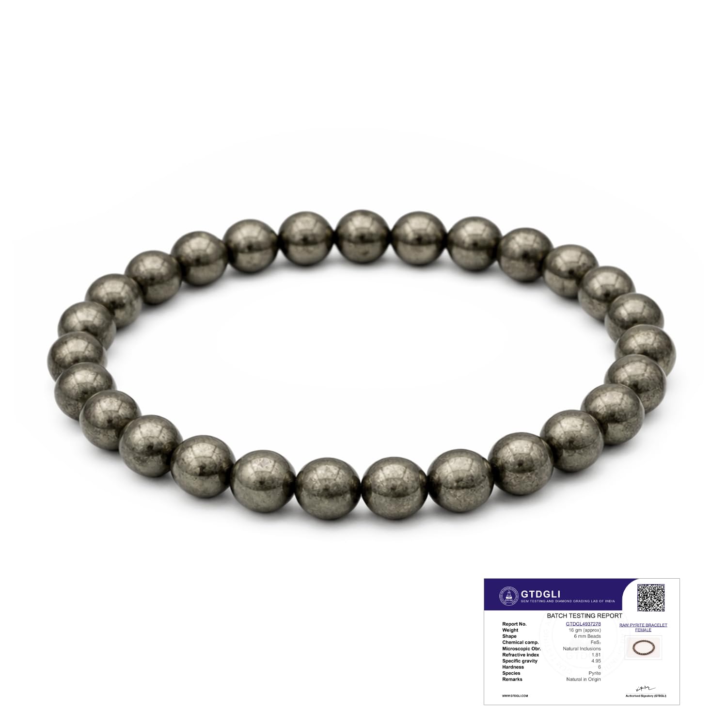 Astrotalk Raw Pyrite Bracelet for Women (6mm Beads) | Pyrite Stone for Wealth, Prosperity & Good Luck | Boosts Confidence, Focus & Motivation | Hand Bracelet for Women | Gift for Woman