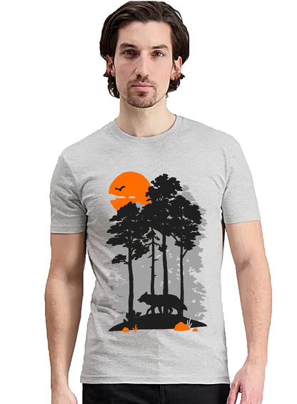 ADRO Mens Sun Printed Cotton T-Shirt (RN22-1-SUN-GR_Grey)
