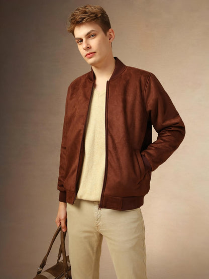 Dennis Lingo Men Regular Fit Suede Fabric Full Sleeves Solid Jackets