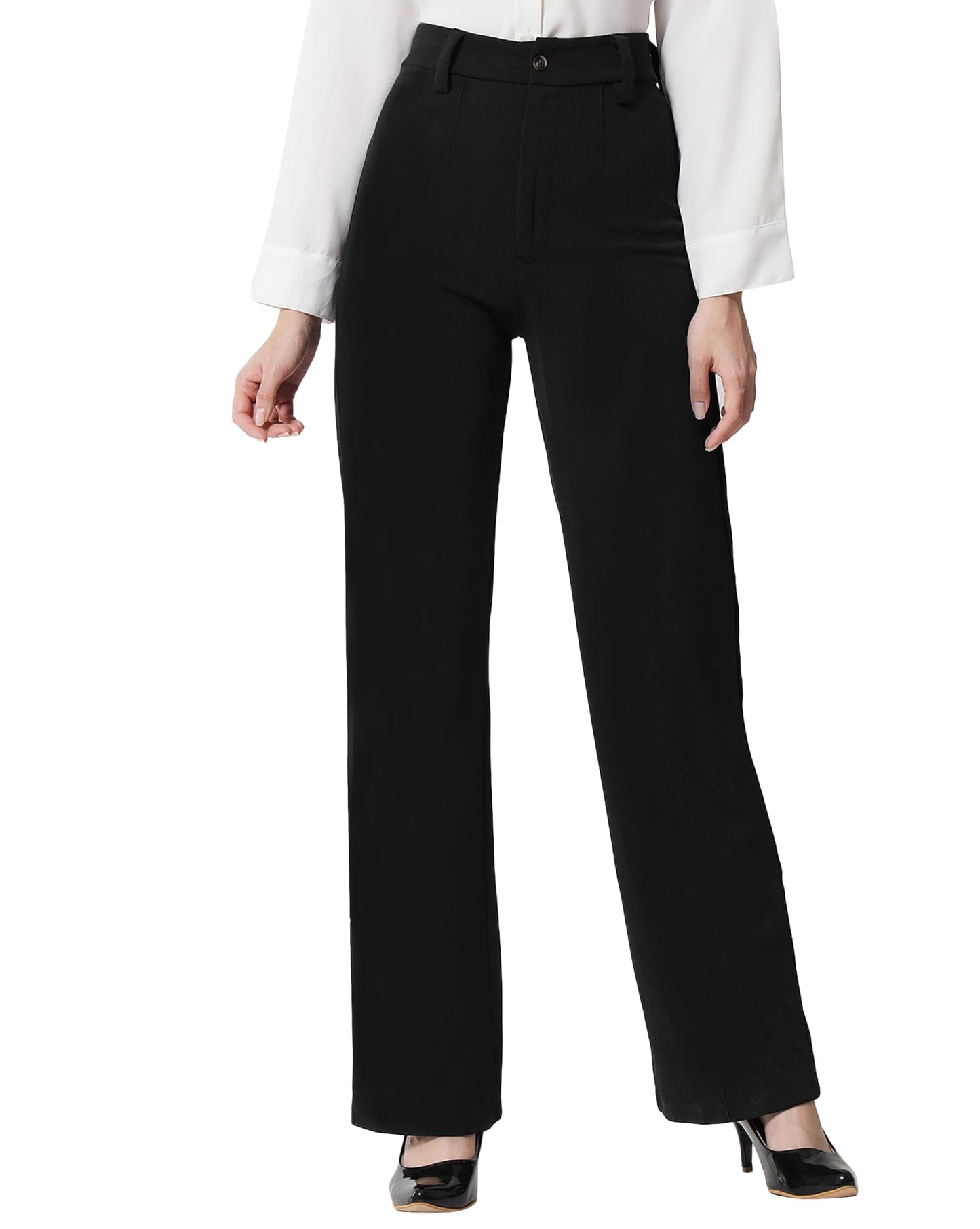 Toochki Premium Womens Slim 4-Way Stretch Formal Trousers (Flexi-Waist | Easy Care | Desk-to-Dinner) Black