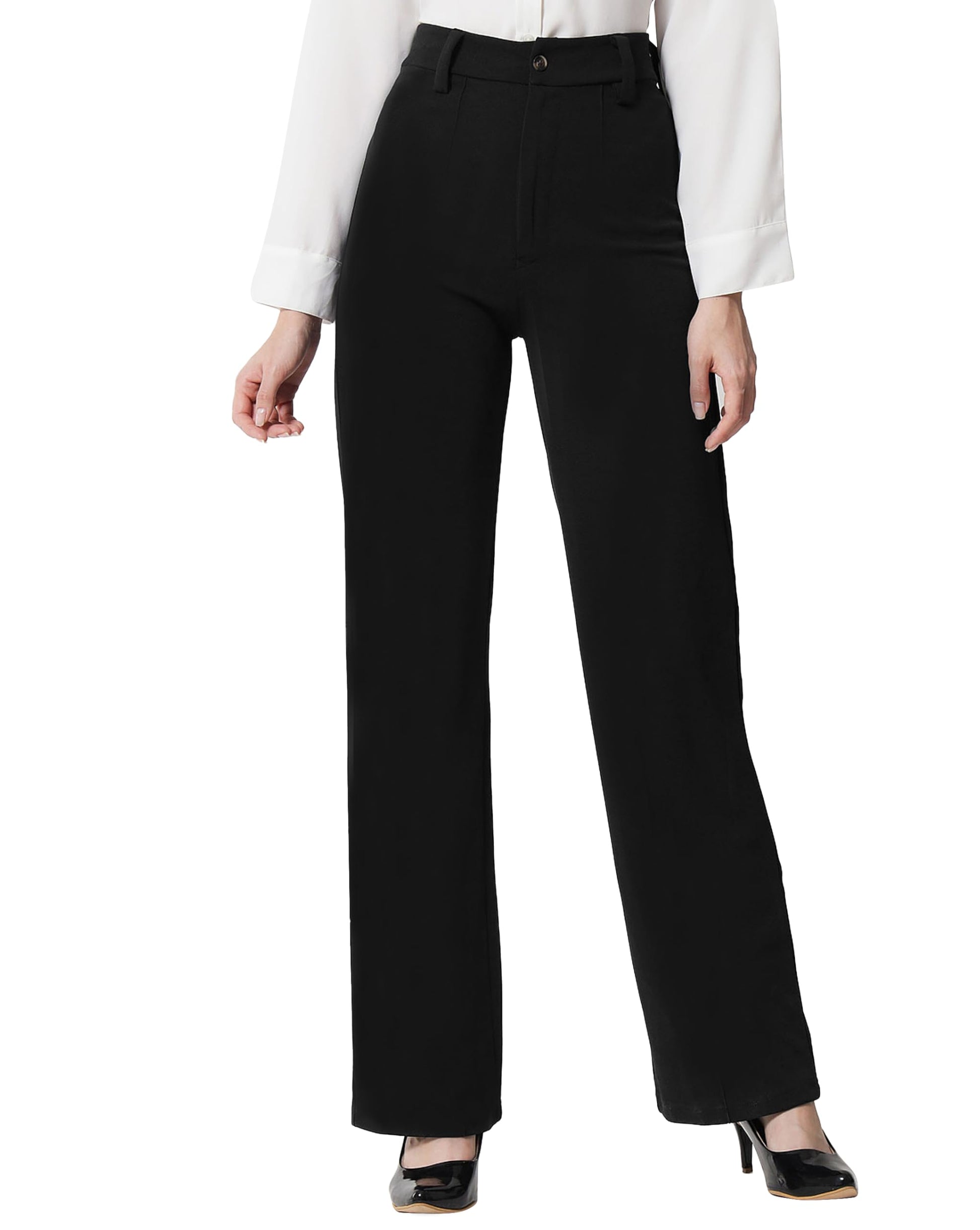 Toochki Premium Womens Slim 4-Way Stretch Formal Trousers (Flexi-Waist | Easy Care | Desk-to-Dinner) Black