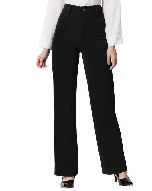 Toochki Premium Womens Slim 4-Way Stretch Formal Trousers (Flexi-Waist | Easy Care | Desk-to-Dinner) Black