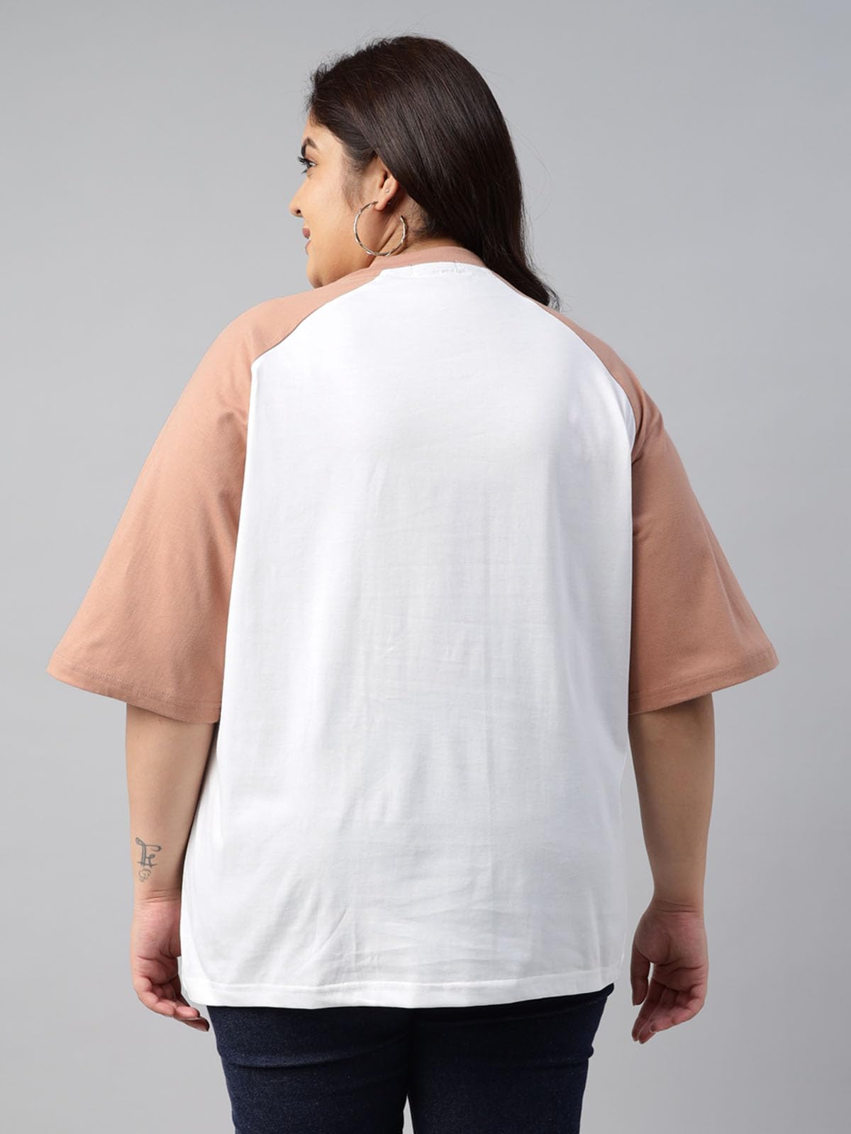 Juneberry 100% Pure Cotton Oversized Loose Baggy Fit Drop Shoulder Graphic Printed Plus Size T-Shirt Combo For Women (Pack Of 2)