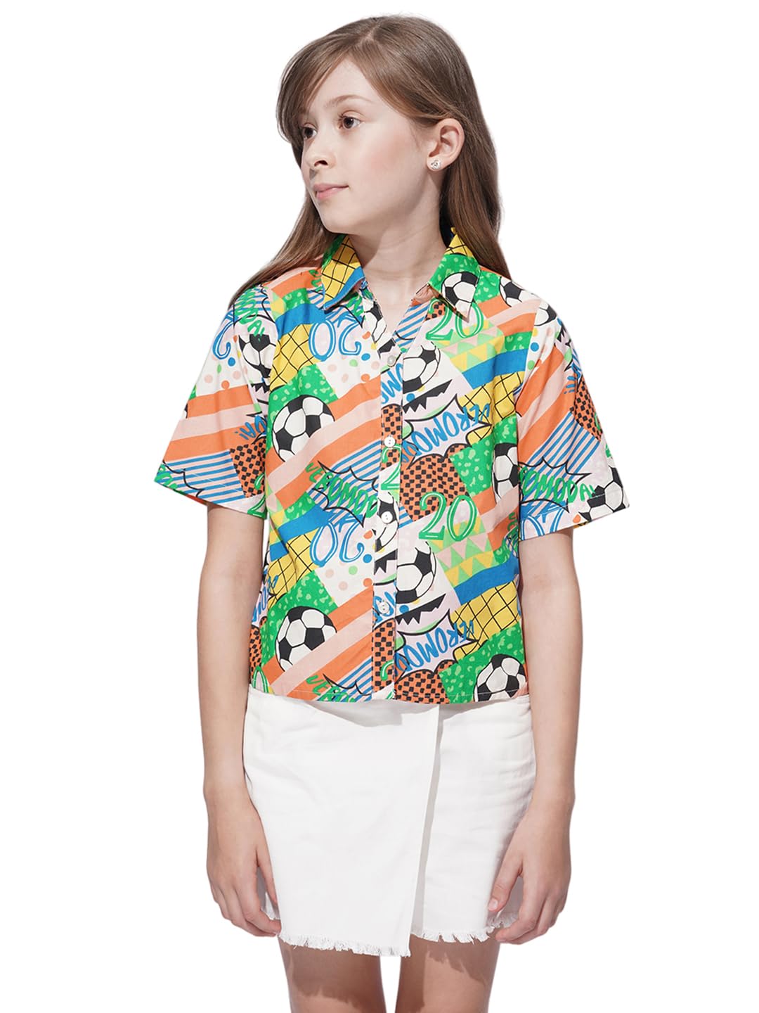 Vero Moda Girl Abstract Print Cotton Regular Fit Multicolor Shirt