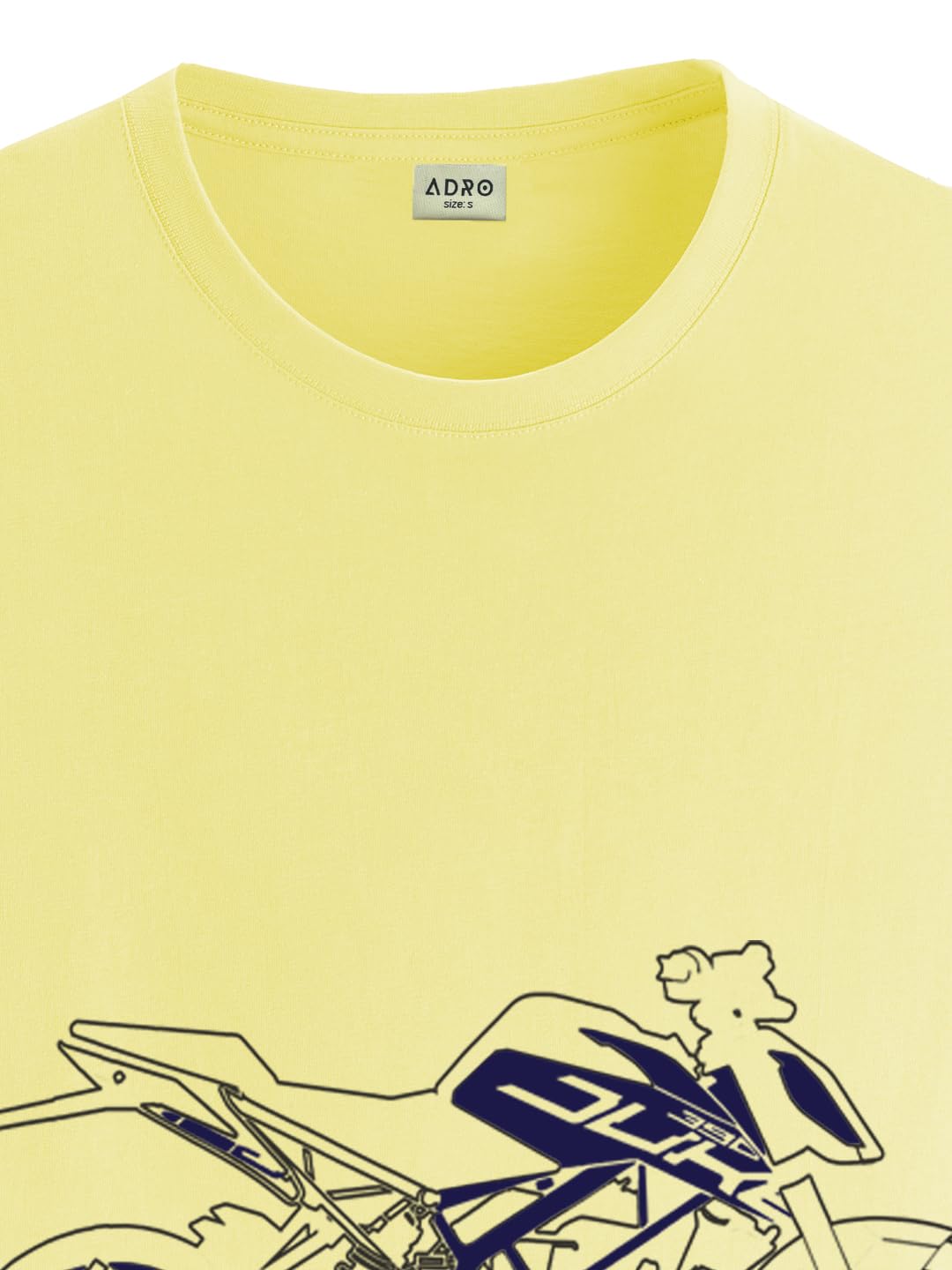 ADRO Men's Biker Design Printed 100% Cotton T-Shirt - Regular Fit, Printed T-Shirts for Men (RN24-KTM-LY_Light Yellow)