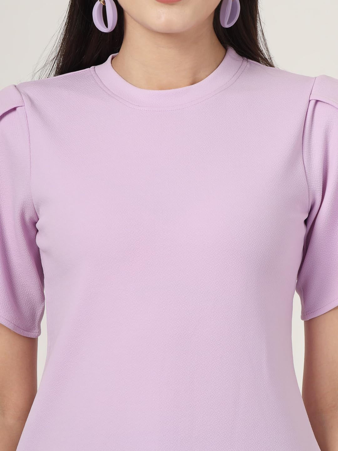 Style Quotient Women Solid Lilac Regular Fit Smart Casual Top