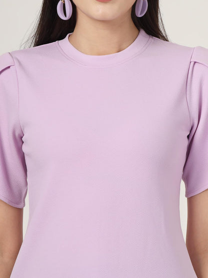 Style Quotient Women Solid Lilac Regular Fit Smart Casual Top