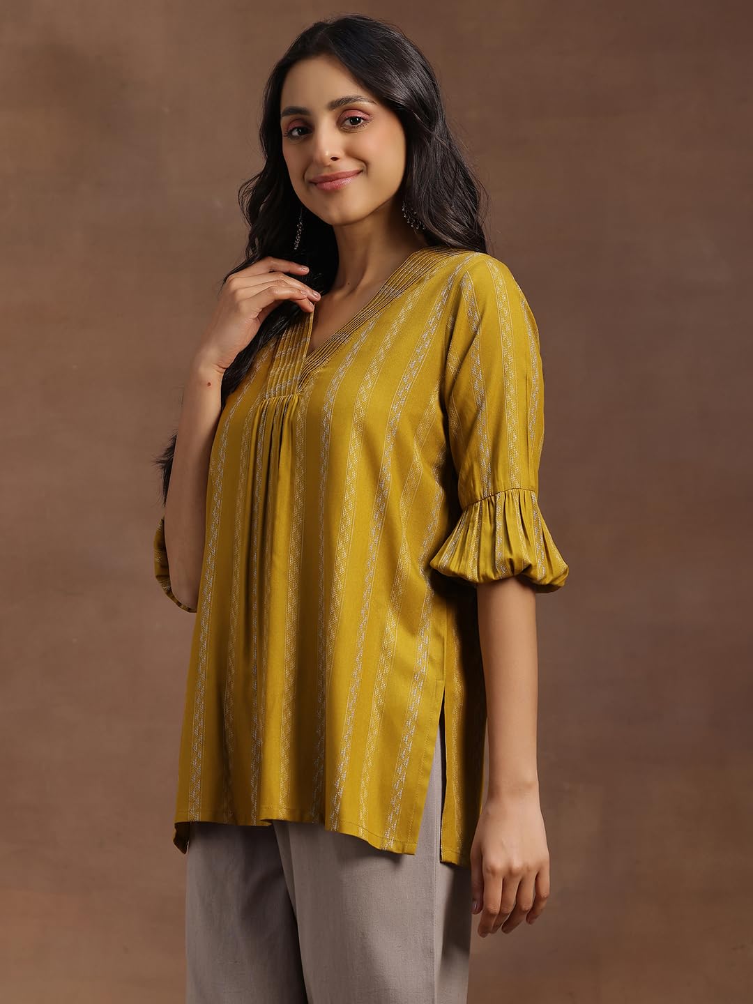 Libas WomenS Rayon Woven Regular Kurtis (29106Or Mustard