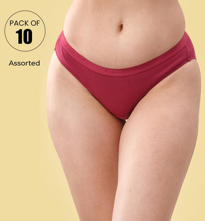 Lyra Lux WomenS Pattern/Solid Cotton Panty (Pack Of 10)