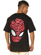 Veirdo Mens Cotton Oversized Fit Short Sleeve Round Neck Spiderman Graphic Print T-Shirt