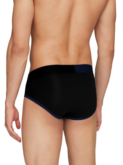 XYXX Mens Underwear Dualist IntelliSoft Antimicrobial Micro Modal Brief Pack of 3 (Black Iris & Black ; Brilliant Blue & Black