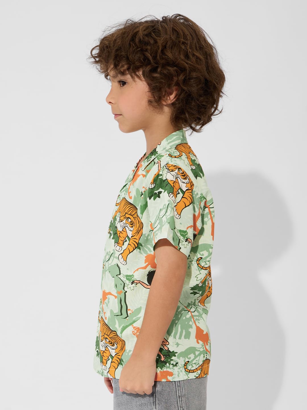 The Souled Store Officials Jungle Book Originals: Mowglis Quest Boys Short Sleeves Collared Neck Button Graphic Printed Cotton