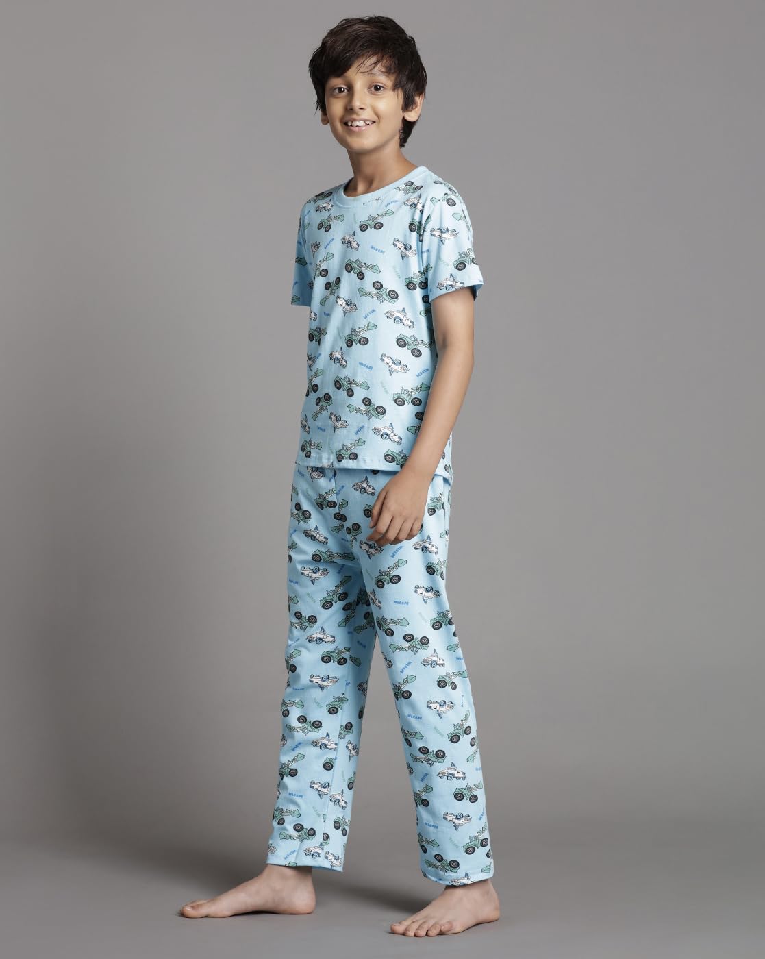 T2F Boys Cotton Pajama Set Blue