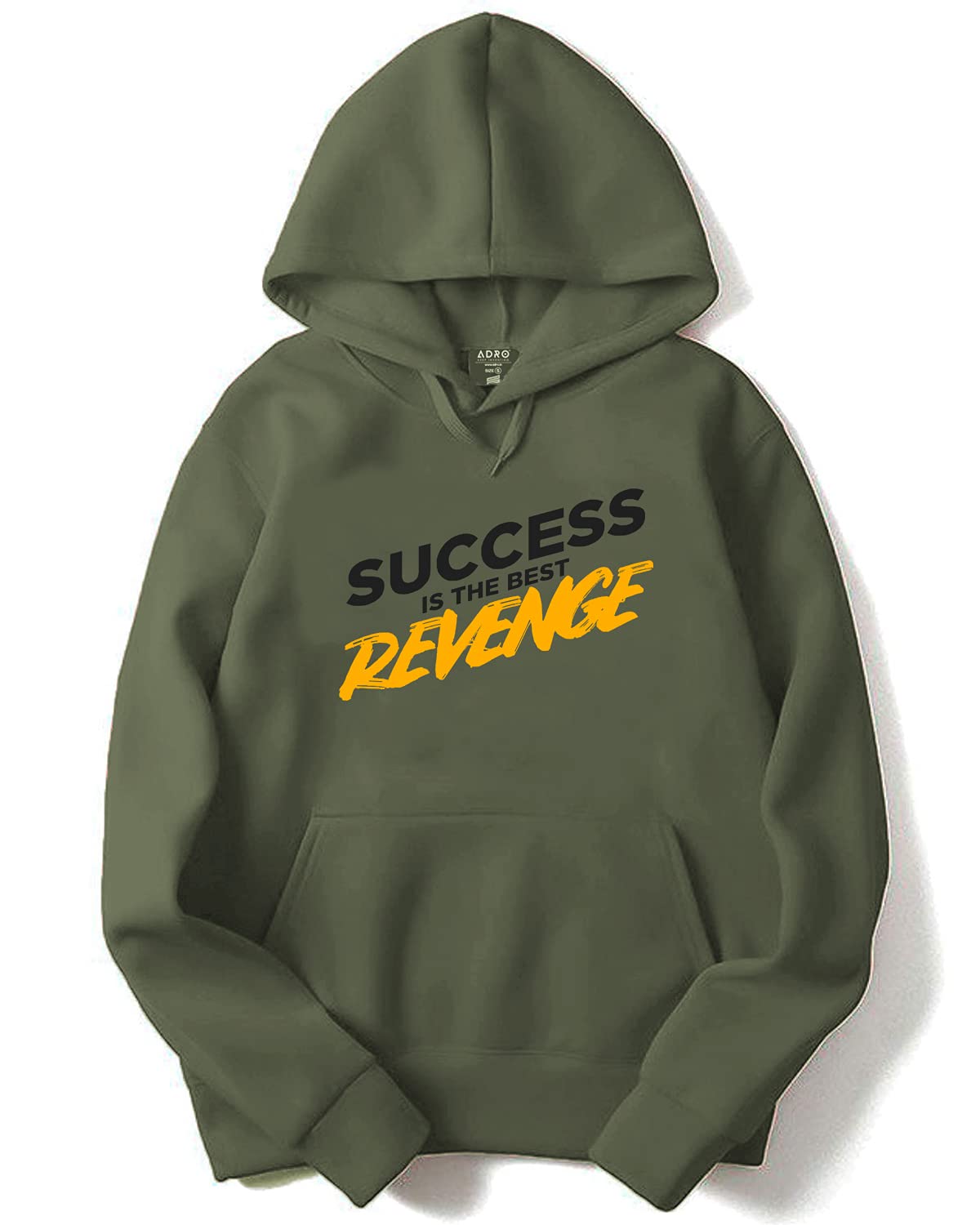 ADRO Men's Cotton Neck Hooded Sweatshirt (H21-M-REV-OL_Olive)