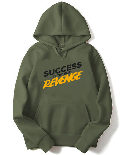 ADRO Men's Cotton Neck Hooded Sweatshirt (H21-M-REV-OL_Olive)