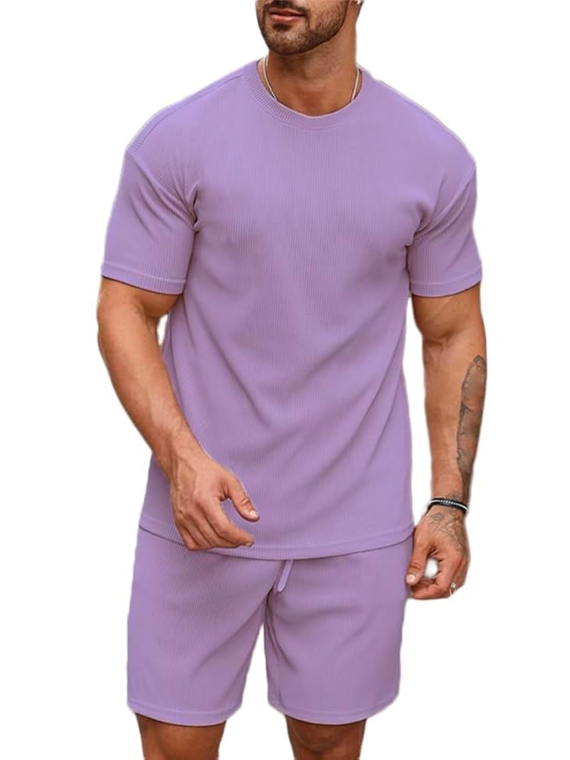 Smowkly Mens Premium Hosiery Cotton Blend Pyjama Set || Stylish Round Neck T-Shirt and Shorts || Casual Night Suit Wear Set for