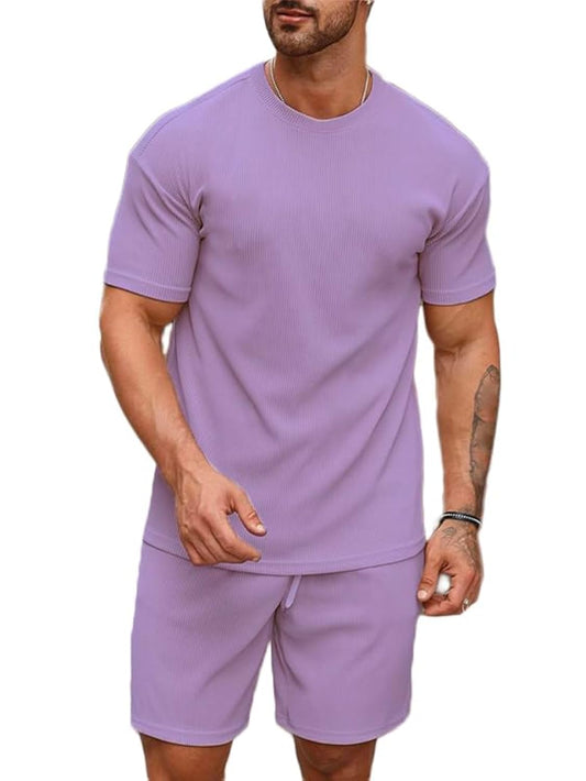 Smowkly Mens Premium Hosiery Cotton Blend Pyjama Set || Stylish Round Neck T-Shirt and Shorts || Casual Night Suit Wear Set for
