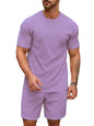 Smowkly Mens Premium Hosiery Cotton Blend Pyjama Set || Stylish Round Neck T-Shirt and Shorts || Casual Night Suit Wear Set for