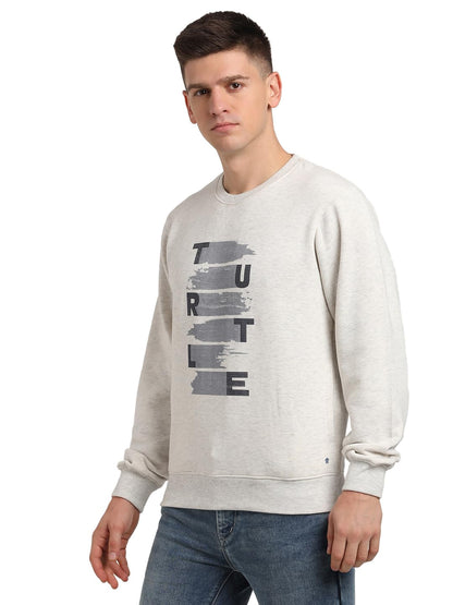 Turtle Men Poly Cotton Slim Fit Full Sleeve Heather Grey Sweatshirt