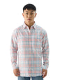 The Souled Store Plaid: Single Patch Men and Boys Long Sleeve Collared Neck Button Front Pink and Blue Cotton Relaxed Fit Shirts